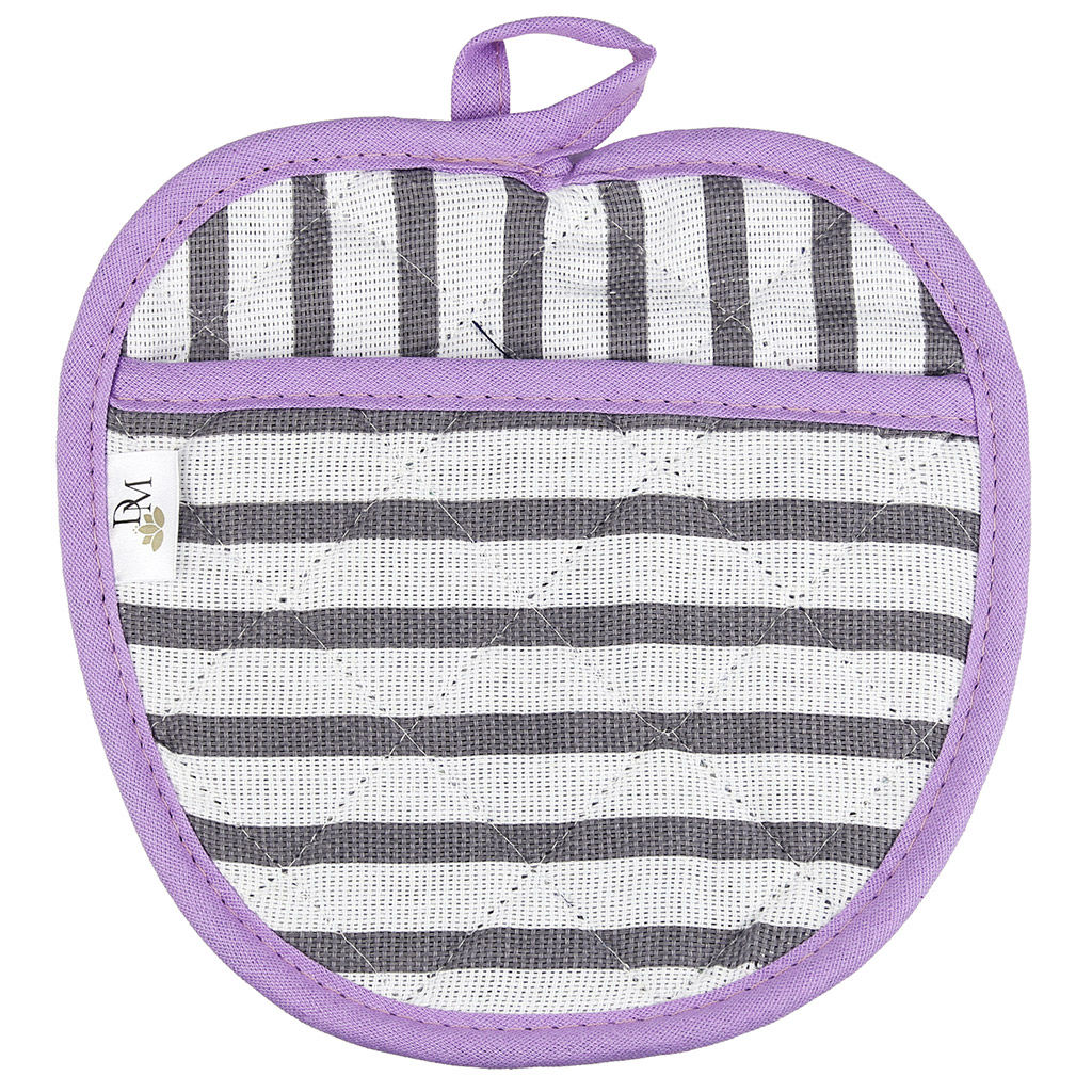 Прихватка с запахом 19х19см Лайн-3, форма Яблоко, рогожка 171г/м2, хлопок 100%, наполнитель - ватин 280г/м2, на пластмассовом подвесе, Домашняя мода (Россия)  фото 2