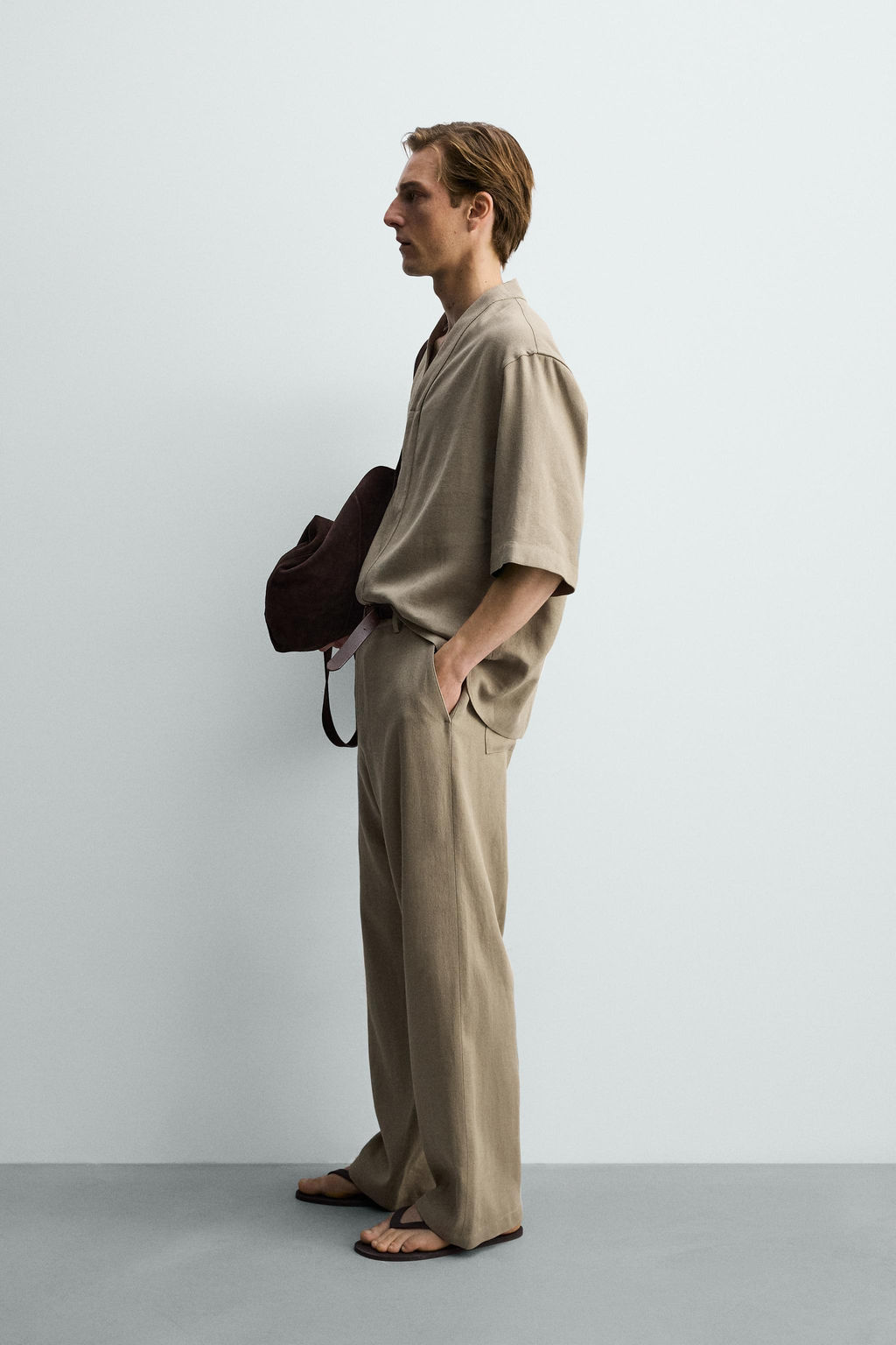 PANTAL?N RELAXED FIT VISCOSA - C??AMO / Vis?n - Zara фото 4