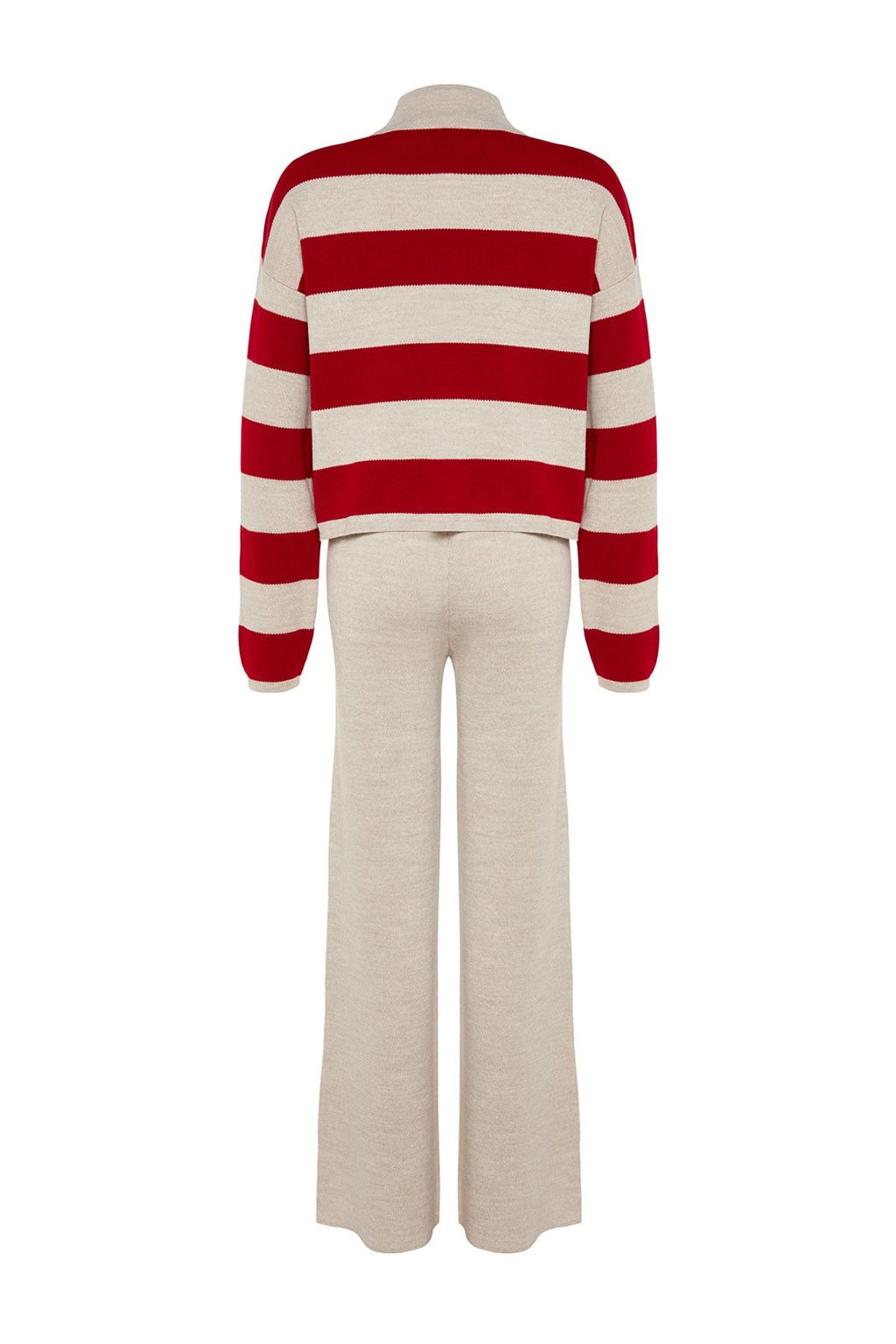 Kahverengi Genis Kal?p Cizgili Triko Alt-Ust Tak?m TWOAW24AU00020 - Trendyolmilla фото 16