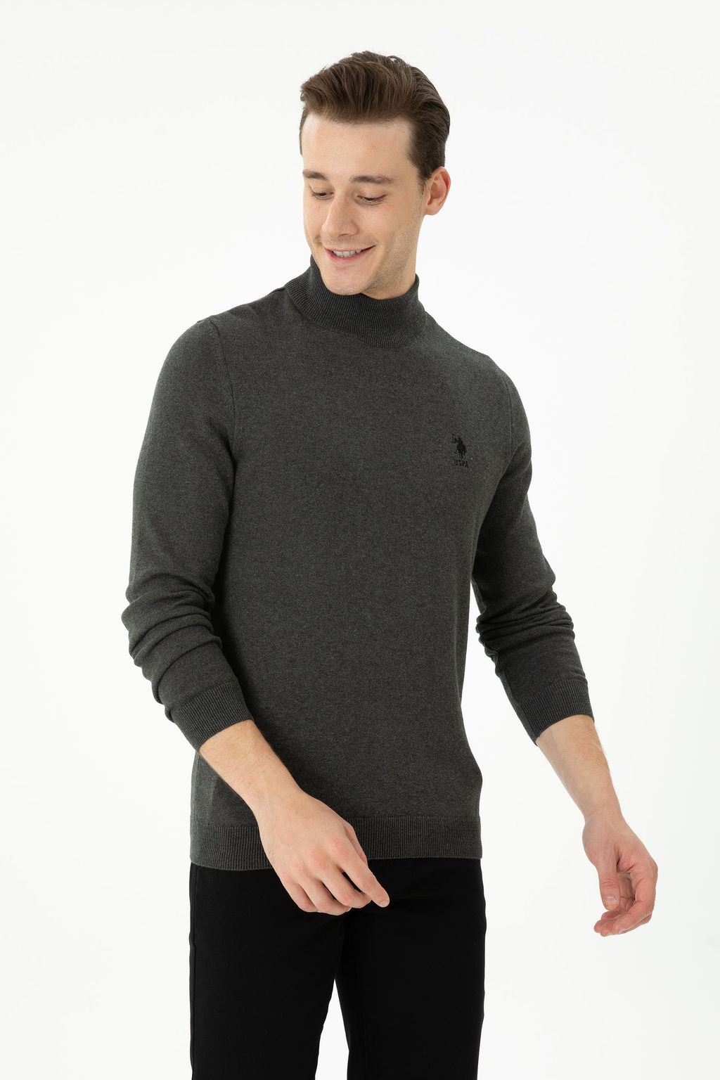 U. S. Polo Assn Мужской базовый свитер антрацитового меланжа - U.s. polo assn фото 17