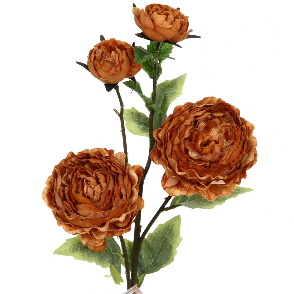 Искусственные цветы "FLOWERS MAGIC" 63см Пионы 4 цветка золотые