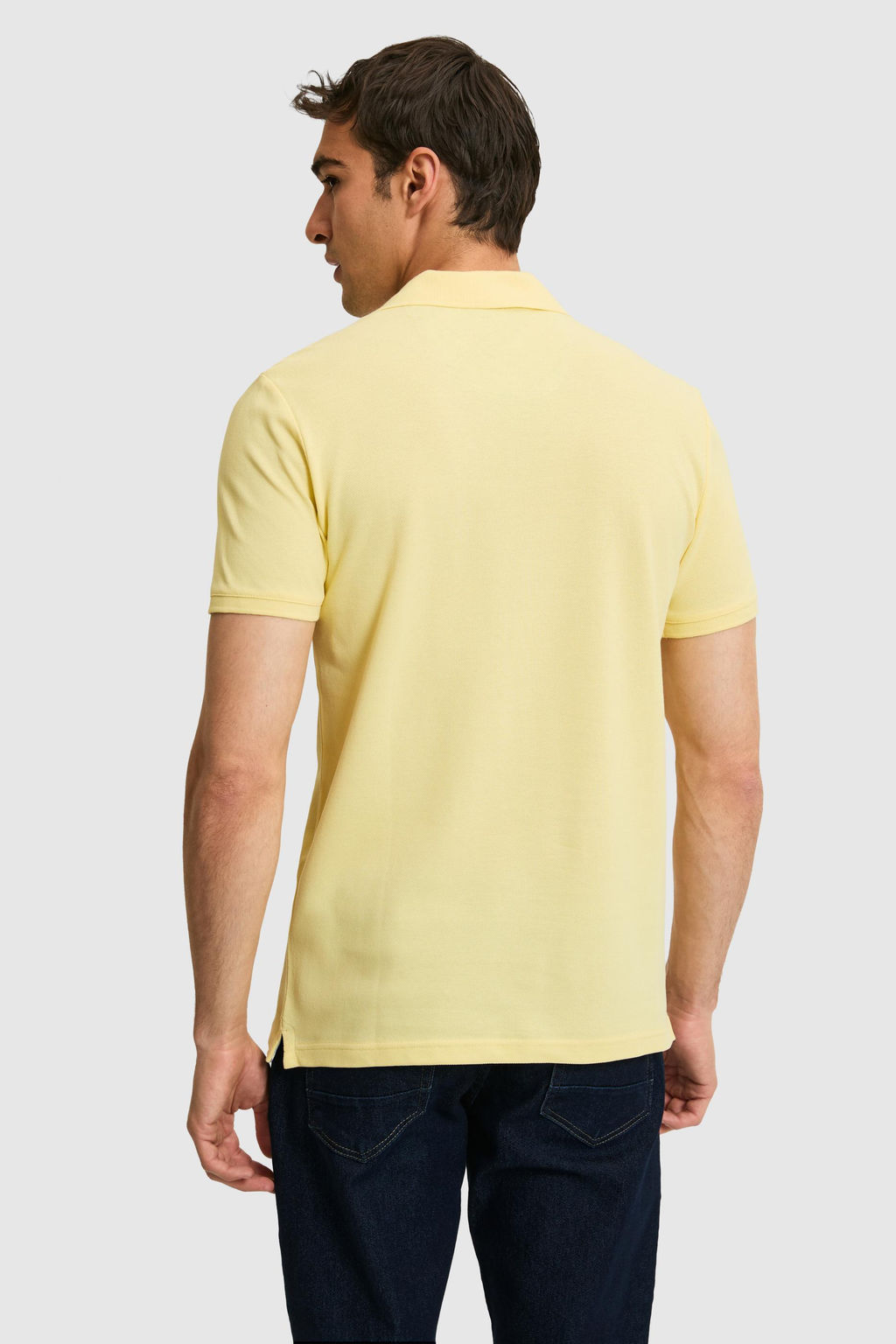 Erkek Slim Fit Polo Yaka A__k Sar_ Basic Ti__rt