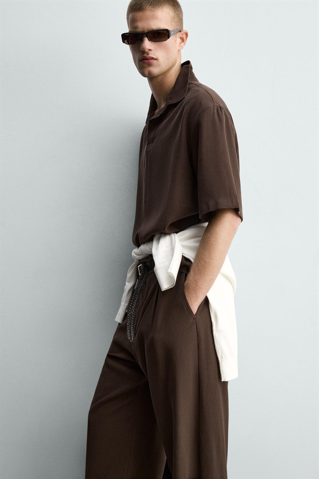 CAMISA POLO FLUIDO RELAXED FIT / Negro - Zara фото 6