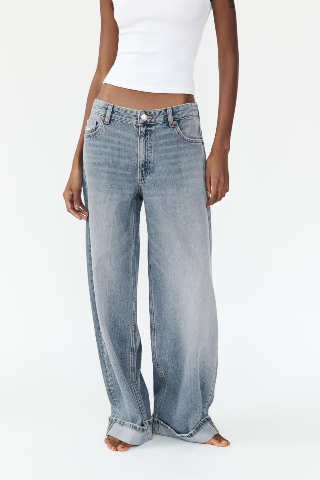 RELAXED FIT FOLD-UP LOW-RISE JEANS - Zara фото 2