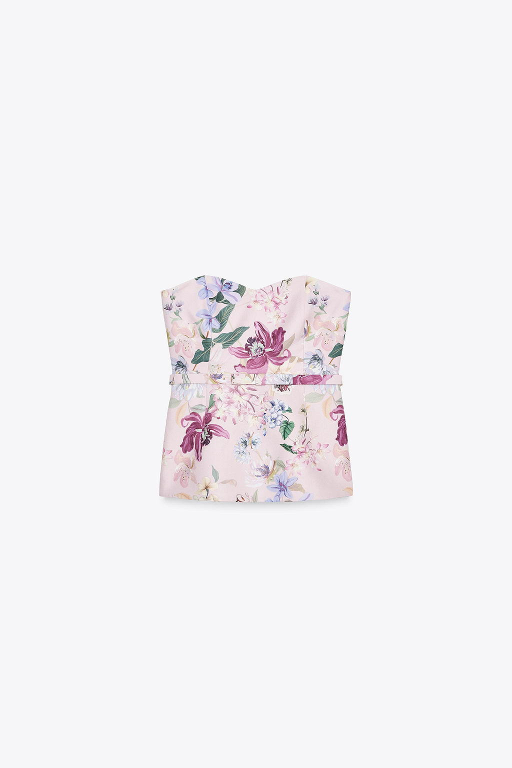 FLORAL PRINT BUSTIER TOP WITH BELT - Zara фото 8