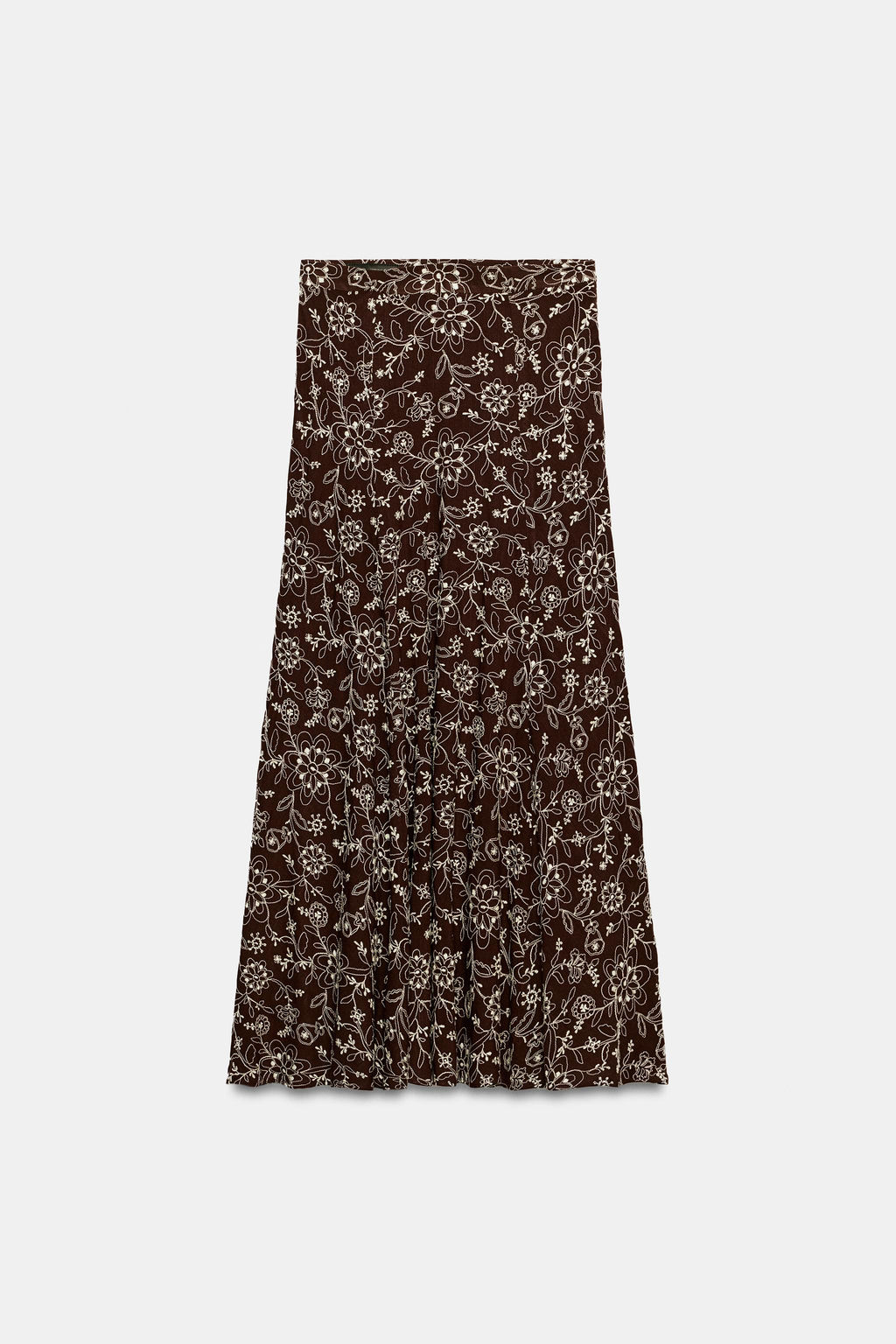 FALDA MIDI BORDADOS / Marr?n / Crudo - Zara фото 5