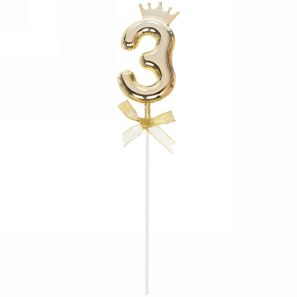 Топпер Цифра Королевский вечер "3" 22 см , микс