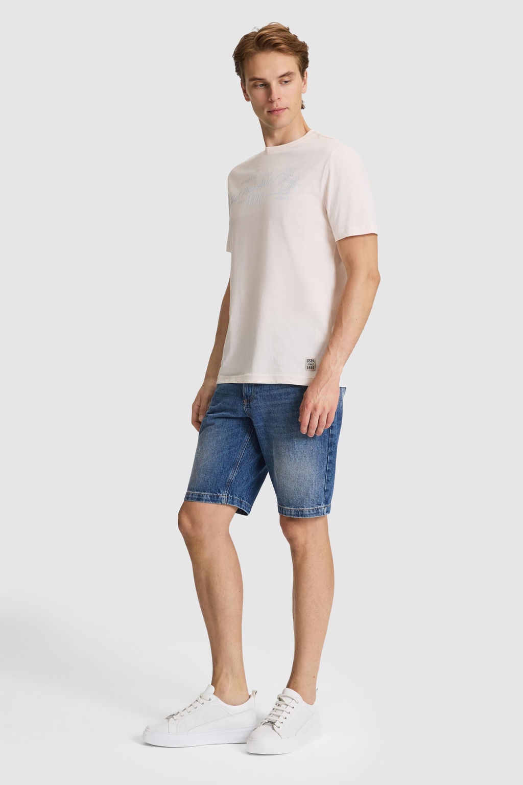 Erkek Krem Regular Fit Bisiklet Yaka Ti__rt