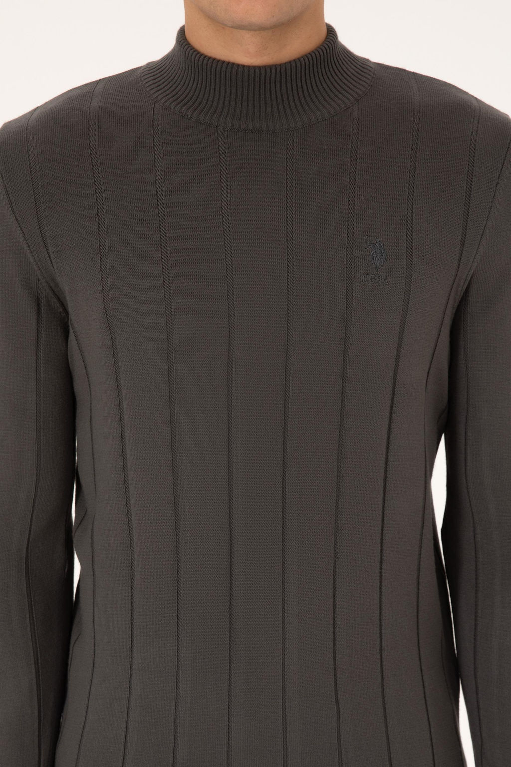 Erkek Slim Fit Yar_m Bal_k__ Yaka Gri Kazak - U.s. polo assn фото 6