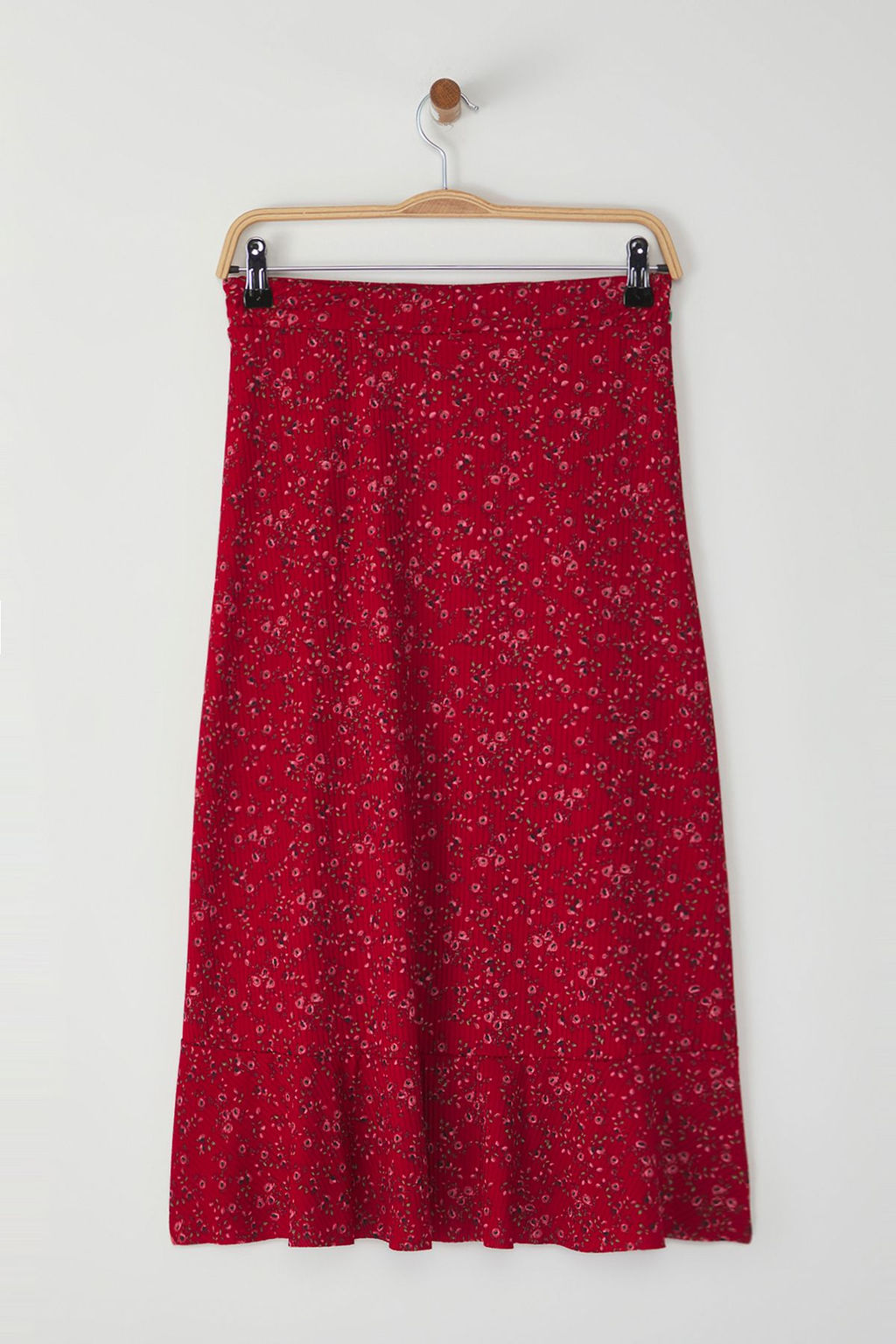 TRENDYOLMILLA K?rm?z? Bask?l? Buzgu Detayl? ve Volanl? Yuksek Bel Esnek Etek TWOSS21ET0029 фото 51