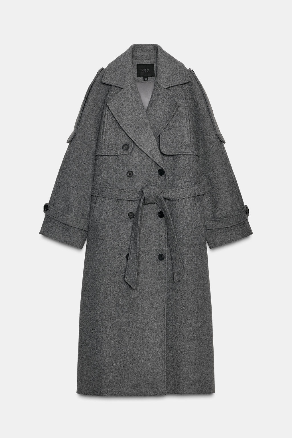 DOUBLE-BREASTED COAT WITH BELT AND LOOPS