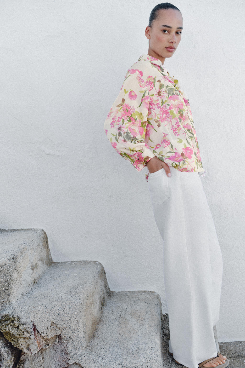CAMISA SATINADA ESTAMPADO FLORAL / Multicolor - Zara фото 3
