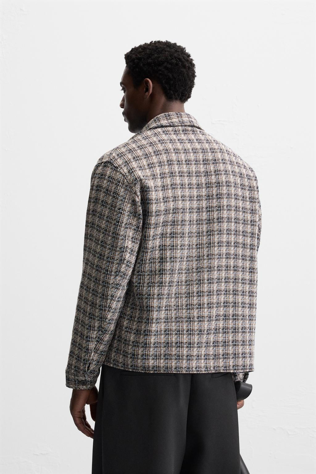 TEXTURED CHECK OVERSHIRT - Zara фото 3