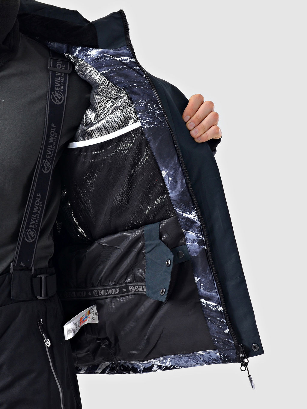 Мужская зимняя горнолыжная куртка Evil Wolf 68611_3 Серый