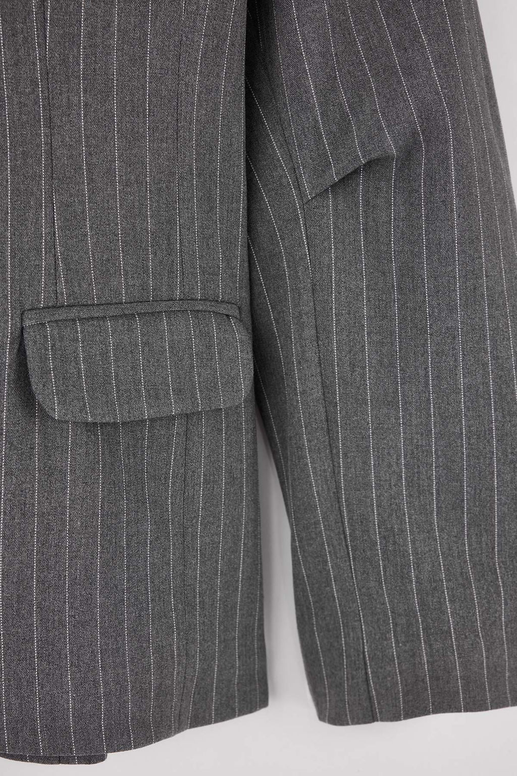 Gri Cizgili Kol Detayl? Fitted/Vucuda Oturan Astarl? Vatkal? Dokuma Blazer Ceket TWOSS26BC00025 - Trendyolmilla фото 6
