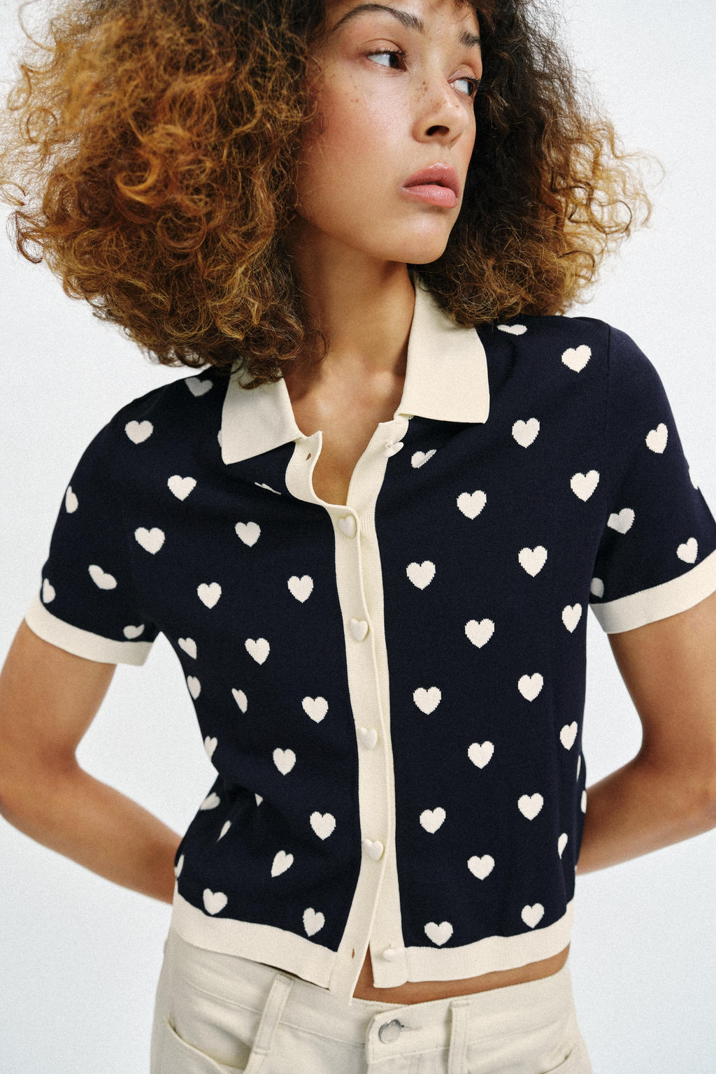 CHAQUETA PUNTO CORAZONES MANGA CORTA / Marino - Zara фото 2