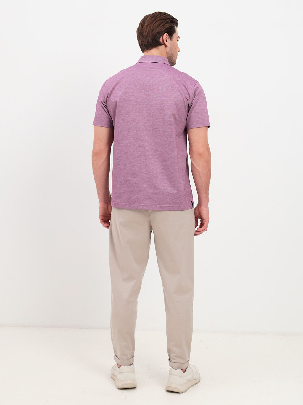 Джемпер мужской с воротником поло короткий рукав GREG G144-PM1246T-LT1635 (бордо)  фото 4