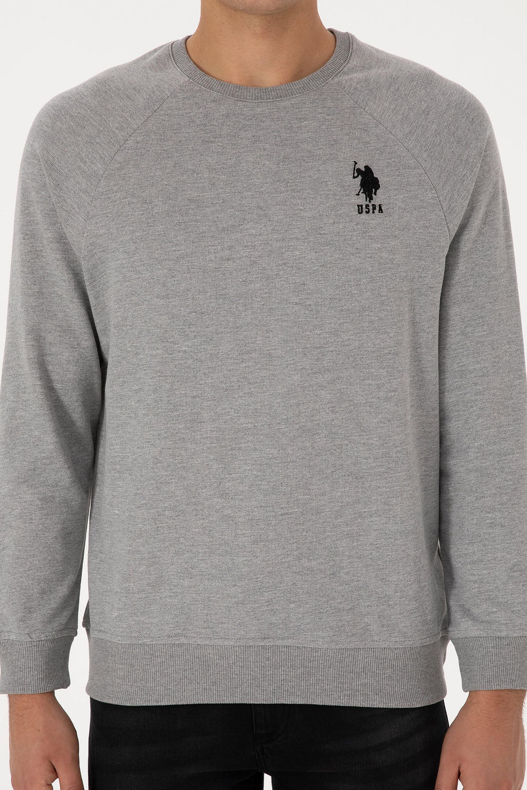 Erkek Gri Melanj Basic Sweatshirt