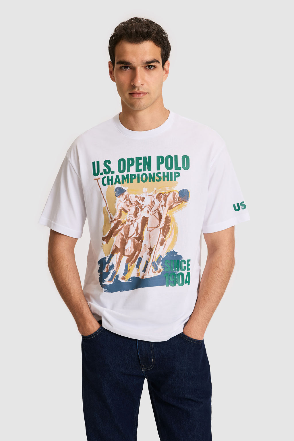 Erkek Comfort Fit Bisiklet Yaka Beyaz Ti__rt - U.s. polo assn фото 3