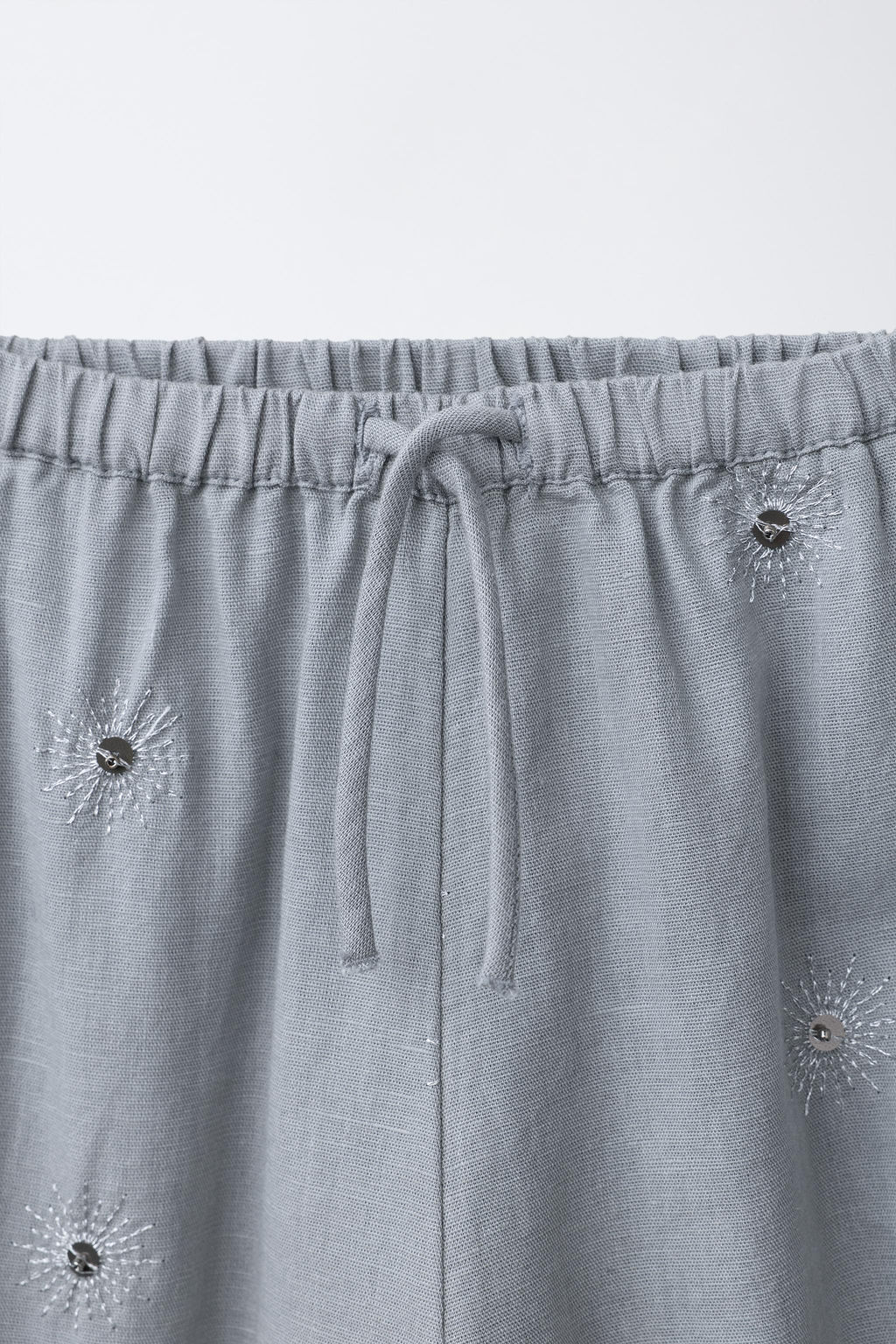 PANTAL?N LENTEJUELAS CON ALGOD?N Y LINO / Gris / Azul - Zara фото 3