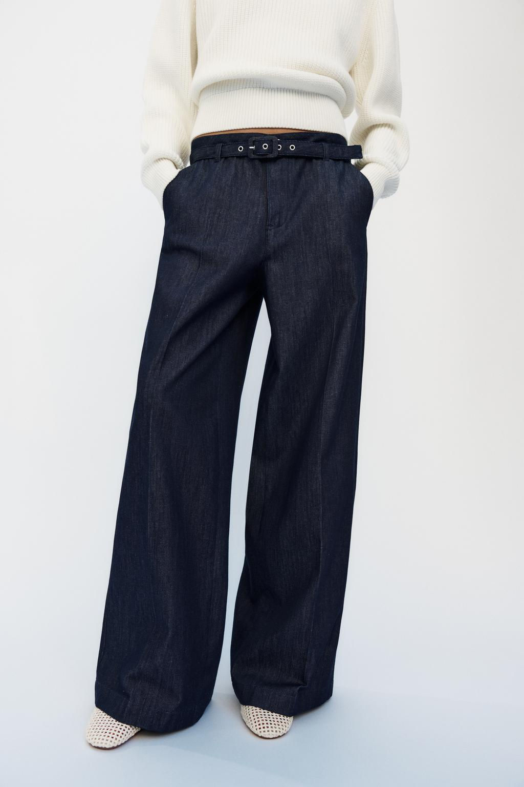 Z1975 WIDE-LEG DENIM TROUSERS WITH BELT - Zara фото 2
