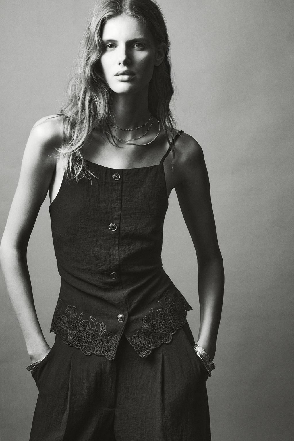 EMBROIDERED HEM CULOTTE TROUSERS - Zara фото 2