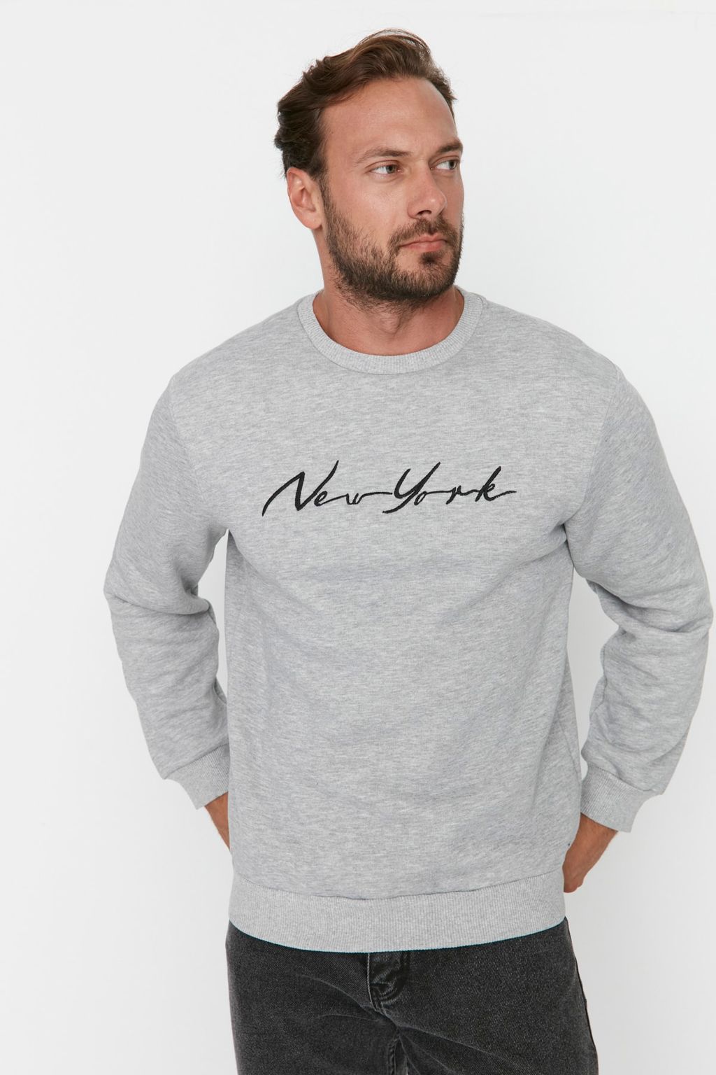 TRENDYOL MAN Siyah %100 Pamuk Regular/Normal Kesim Nak?sl? Ici Polarl?/S?cak Tutan Sweatshirt TMNAW23SW00481 - Trendyolmilla фото 5