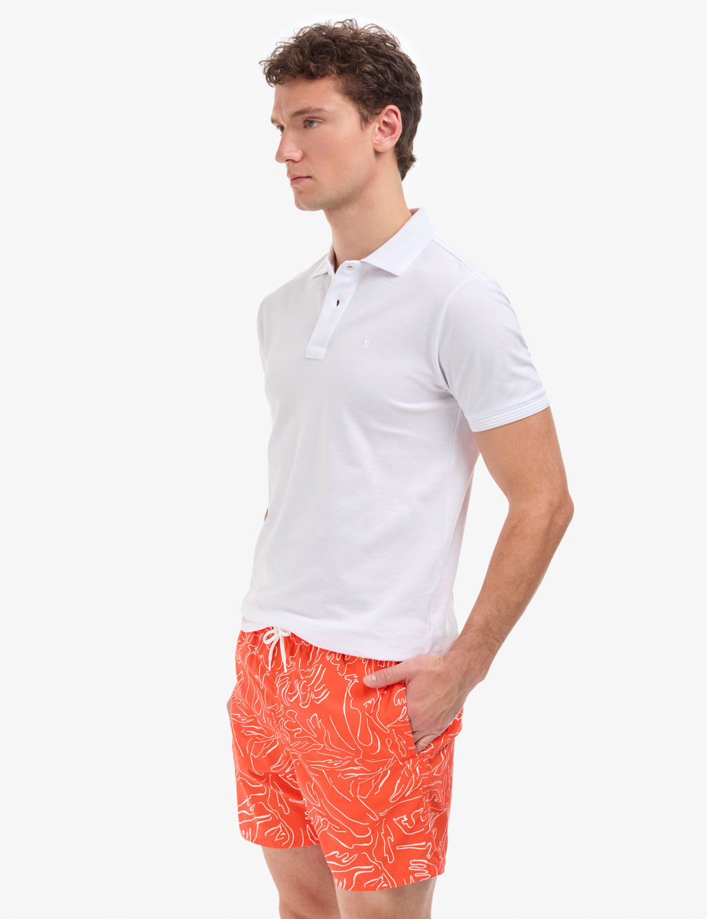 Beyaz Slim Fit %100 Pamuk D__meli Polo Yaka Basic Ti__rt