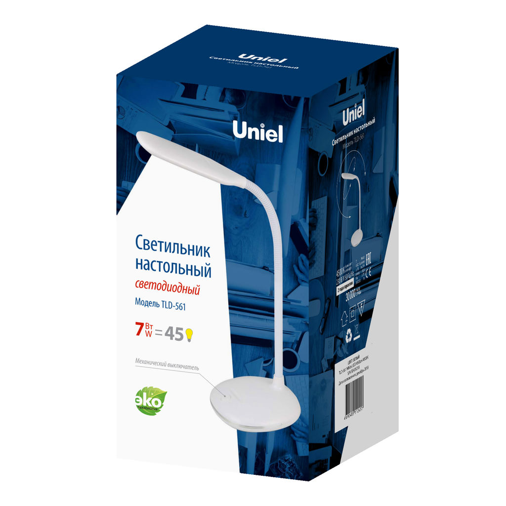 TLD-561 White/LED/450Lm/4500K Светильник настольный, 7W. Механический выключатель. Белый. ТМ Uniel - Volpe фото 13