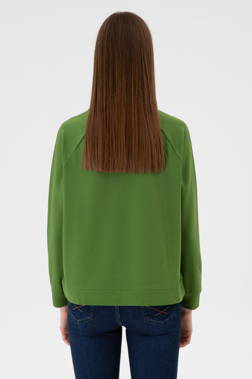 Kad_n Ye_il Regular Bisiklet Yaka Basic Sweatsh_rt