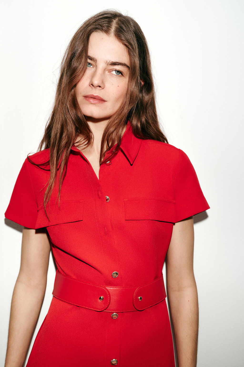 VESTIDO MIDI CINTUR?N / Rojo - Zara фото 4