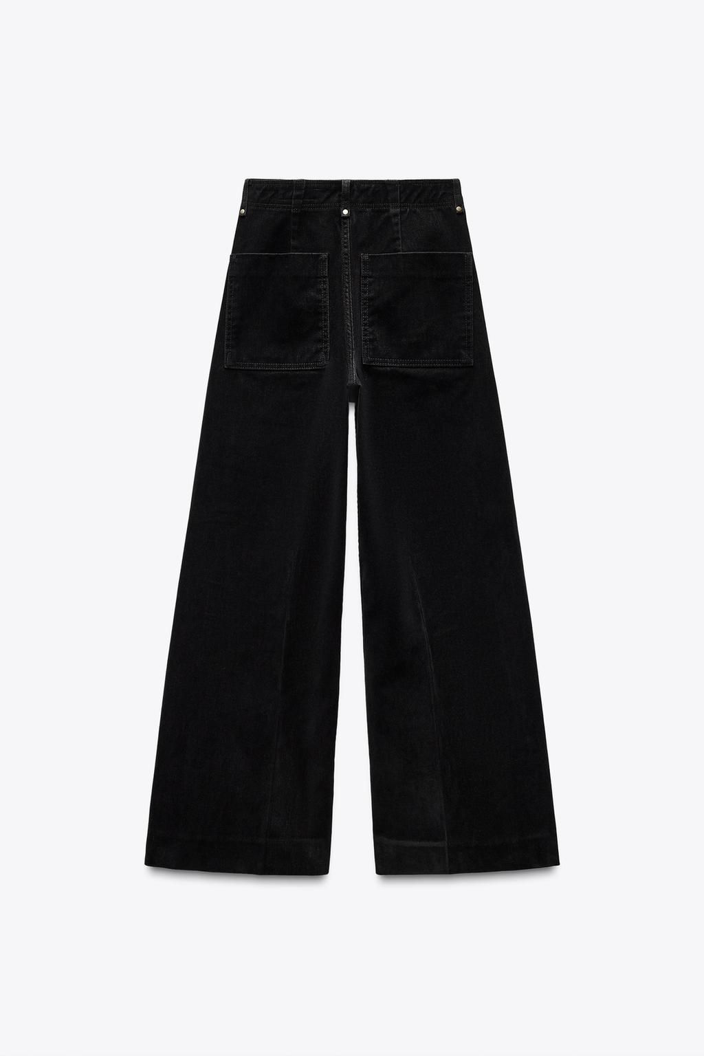 ZW COLLECTION WIDE-LEG HIGH-WAIST FLOCKED JEANS - Zara фото 12