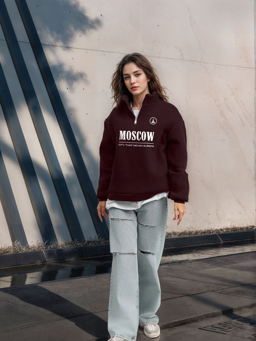 Толстовка женская с зип-воротником Moscow - Yollochka фото 2