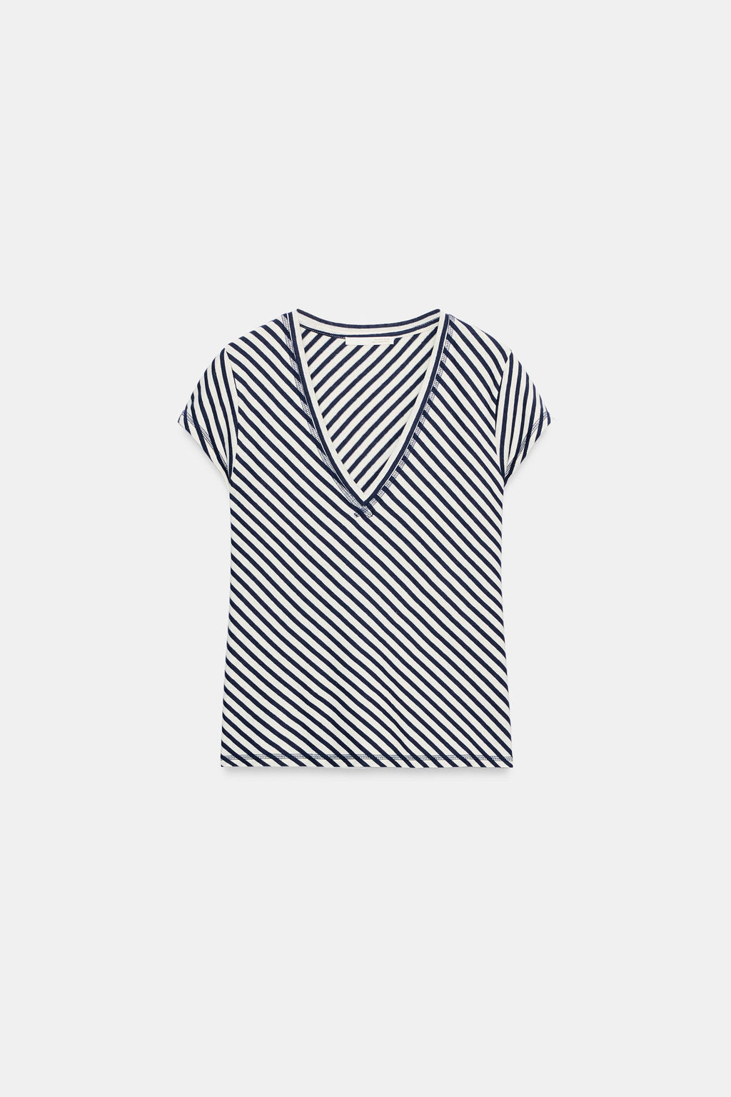 CAMISETA RAYAS CON LINO / Crudo / Marino