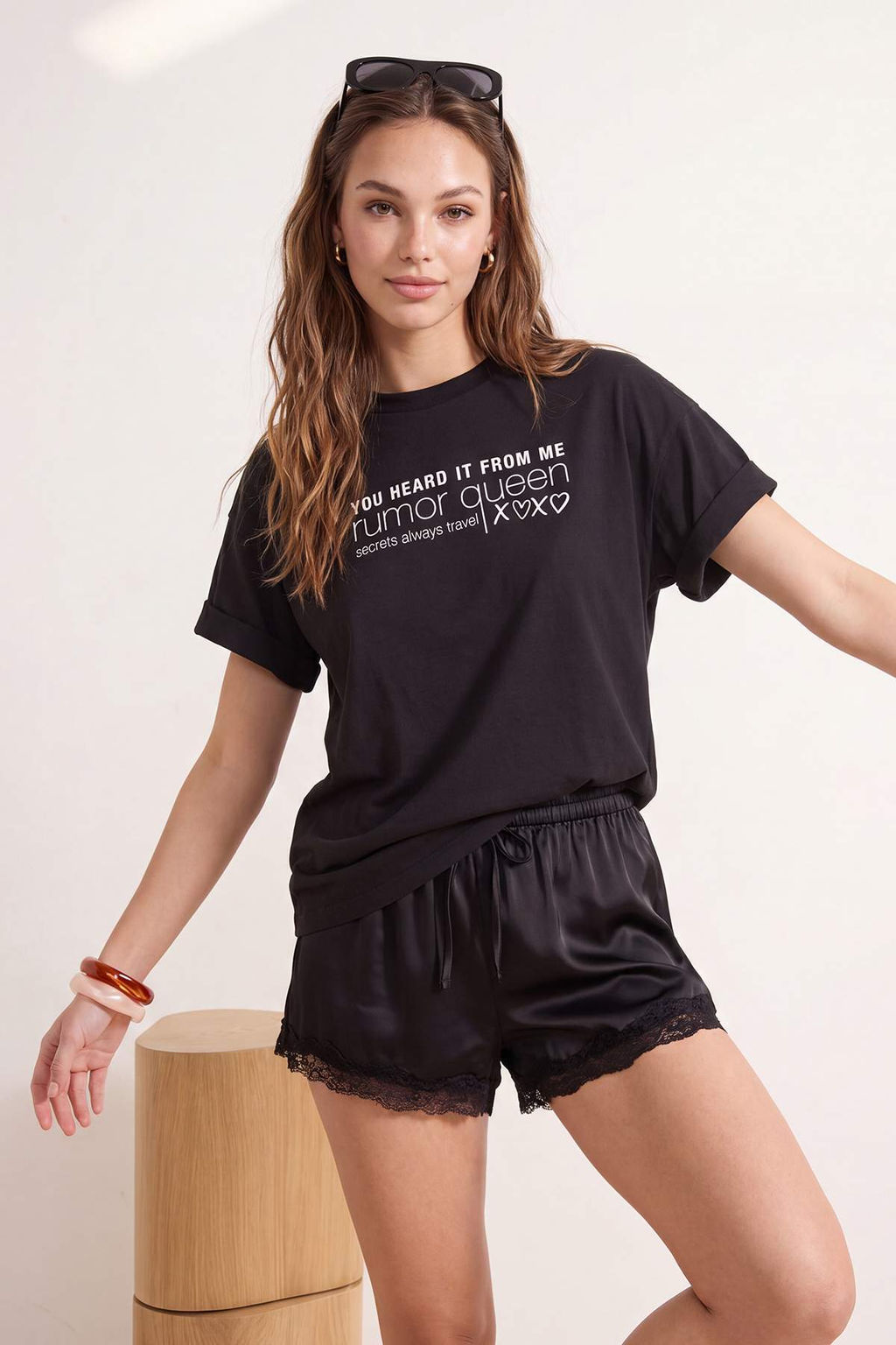 Siyah Slogan Oversize/Geni_ Kal_p D___k Kol K_sa Kollu %100 Pamuk _rme T-Shirt TWOSS26TS00118 - Trendyolmilla фото 4
