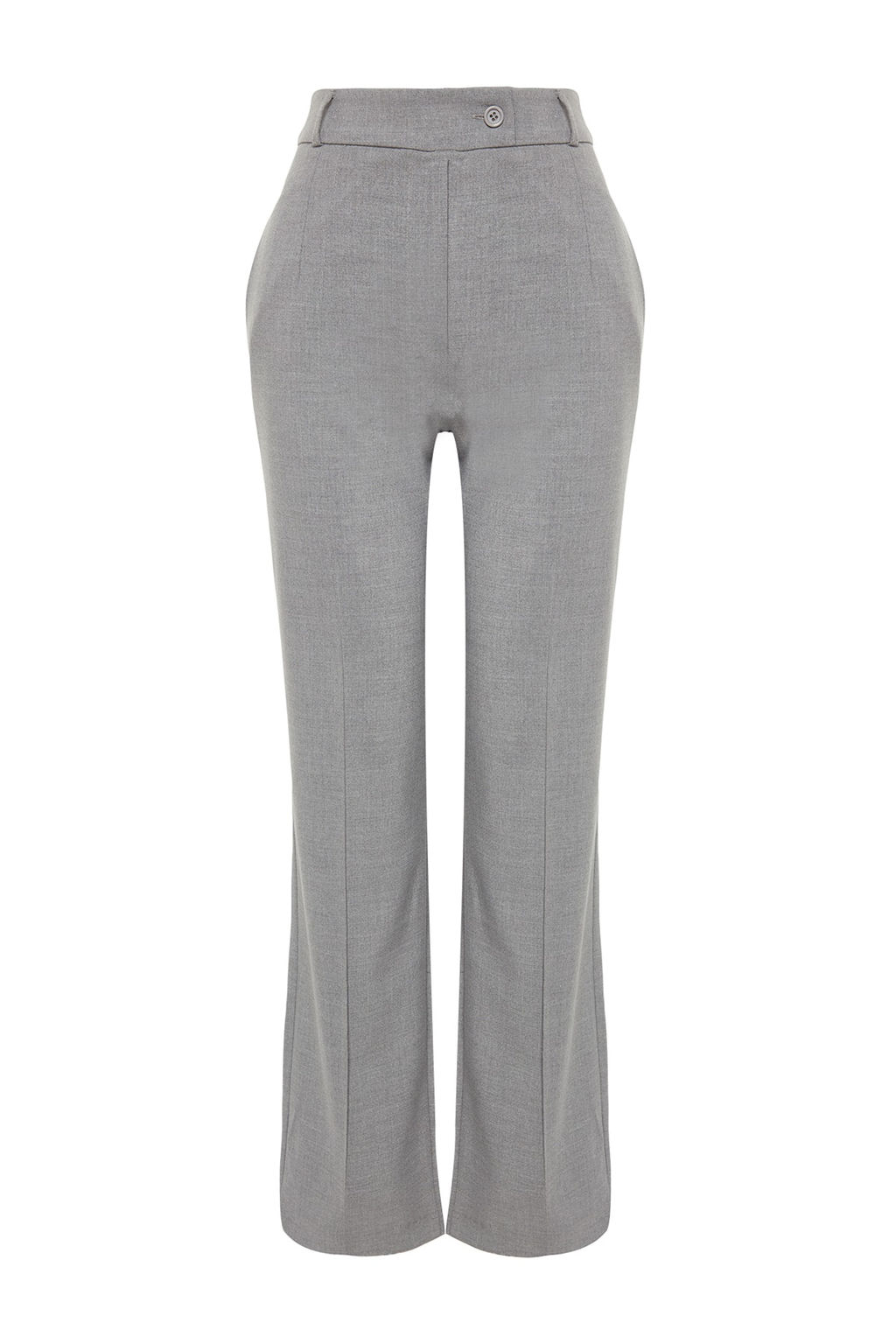 TRENDYOLMILLA Gri Yuksek Bel Straight/Duz Kesim Dokuma Nervurlu Kumas Pantolon TWOAW24PL00148  фото 7
