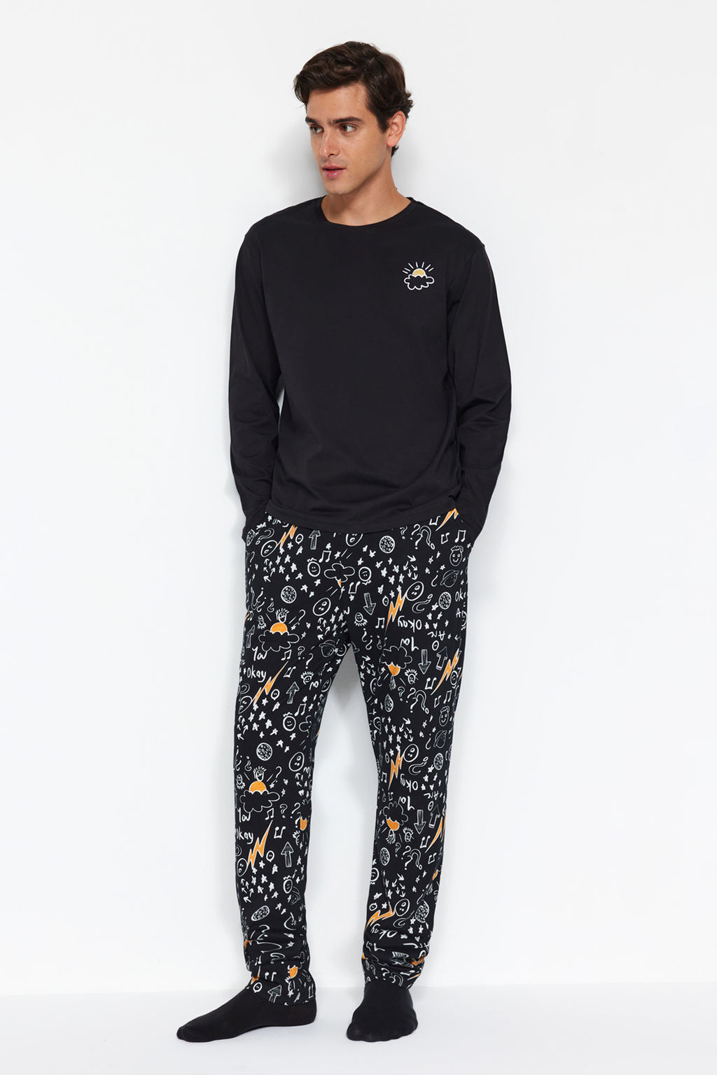 TRENDYOL MAN Erkek Haki Regular Fit Nak?sl? Orme %100 Pamuk Pijama Tak?m? TMNAW24PT00025 - Trendyolmilla фото 12
