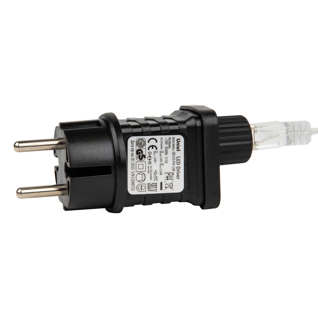 ULD-B12006-195/TTK MULTI IP44 Бахрома светодиодная с эффектом мерцания, 12м. Соединяемая. 195 светодиодов. Разноцветный свет. Провод прозрачный. ТМ Uniel