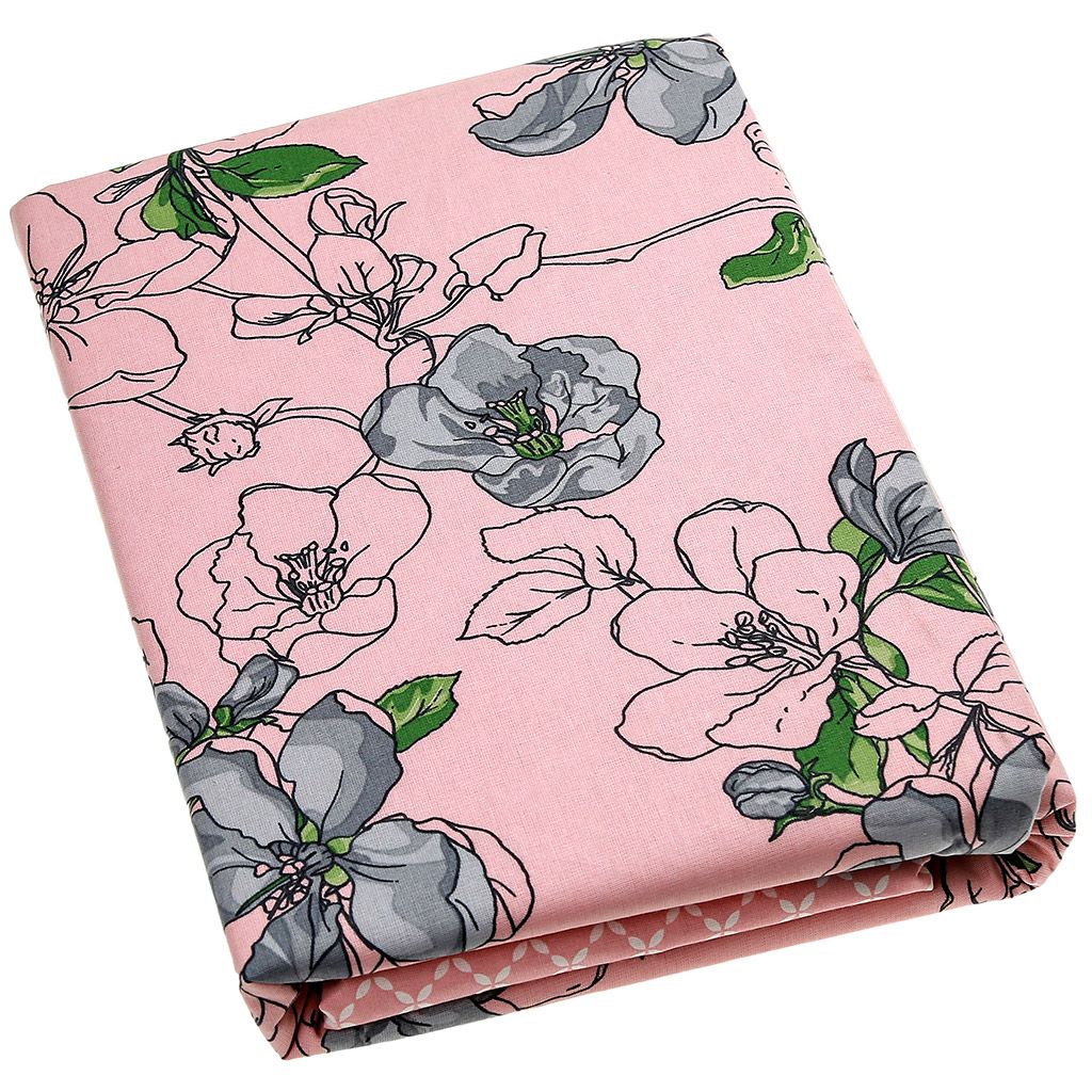 Постельное белье, комплект 1,5 спальный Цветы сакуры пудровый/серый, 4 предмета: пододеяльник на пуговицах 145х215см, простыня классическая 150х220см, 2 наволочки 70х70см с клапаном-запахом, бязь Комфорт 121г/м2, хлопок 100%, упаковка классическ - Домашняя мода фото 2