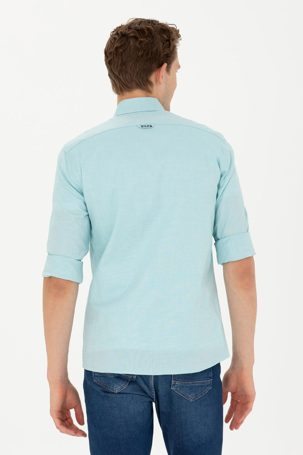 Мужская мятная базовая рубашка с длинным рукавом - U.s. polo assn фото 5