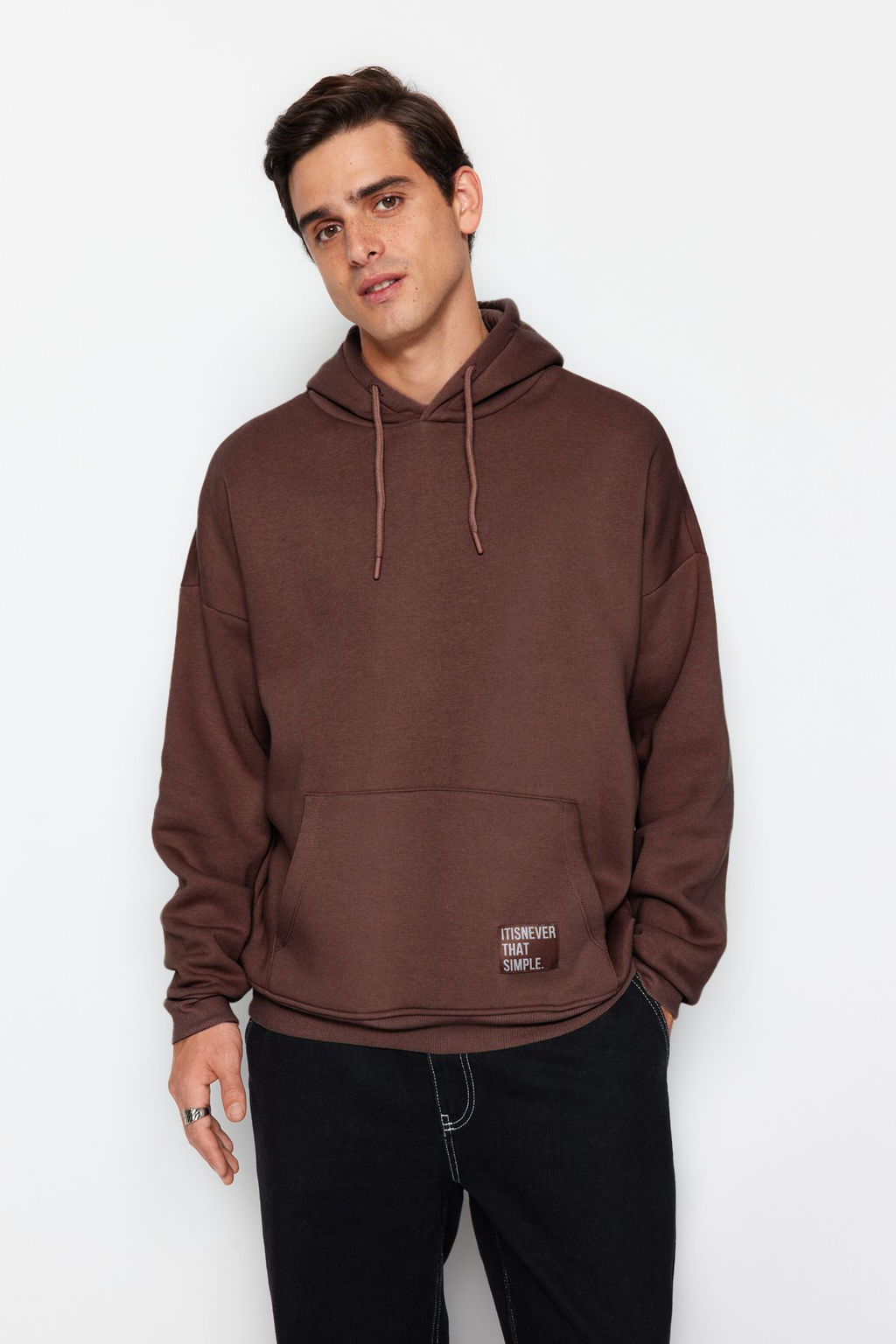 TRENDYOL MAN Beyaz Oversize/Genis Kesim Kapusonlu Etiketli Ici Polar/S?cak Tutan Sweatshirt TMNAW21SW2005 - Trendyolmilla фото 48