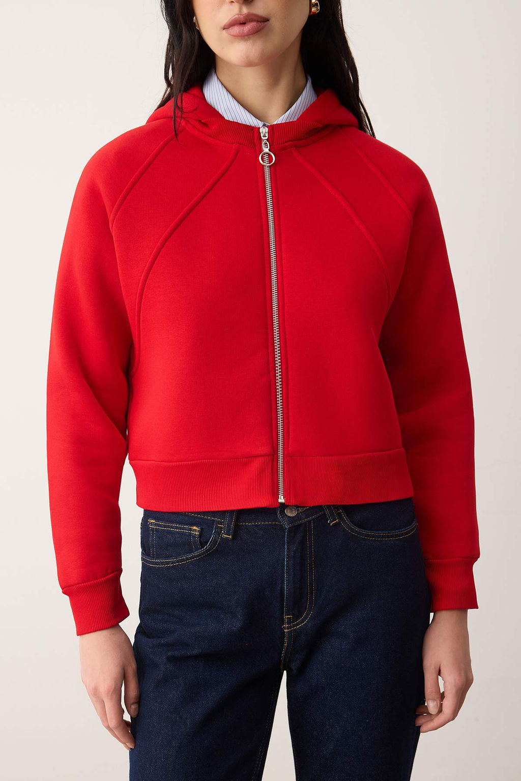 K?rm?z? Regular/Normal Kal?p Crop Orme Sweatshirt TWOAW26SW00045