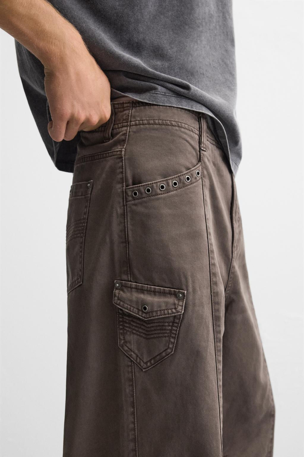 STITCHED WASHED-EFFECT TROUSERS - Zara фото 5