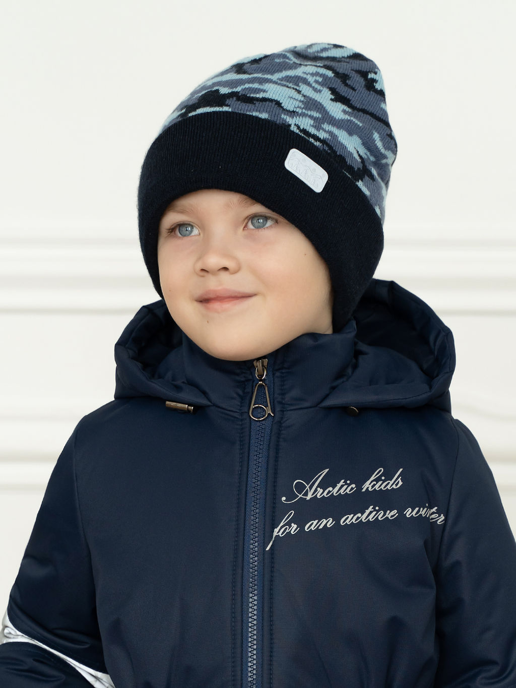 Шапка вязаная камуфляж темносиний