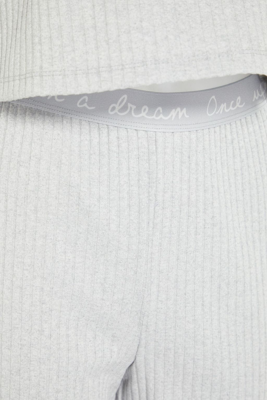 Trendyolmilla Gri Slogan Lastik Detayl? Fitilli Orme Pijama Tak?m? THMAW21PT0269  фото 14