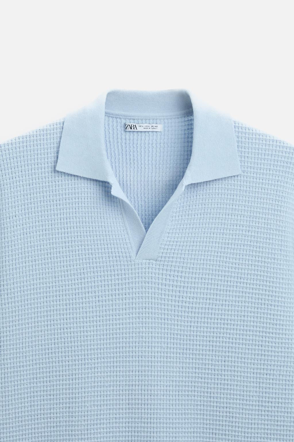 CHECK TEXTURE KNIT POLO SHIRT - Zara фото 38