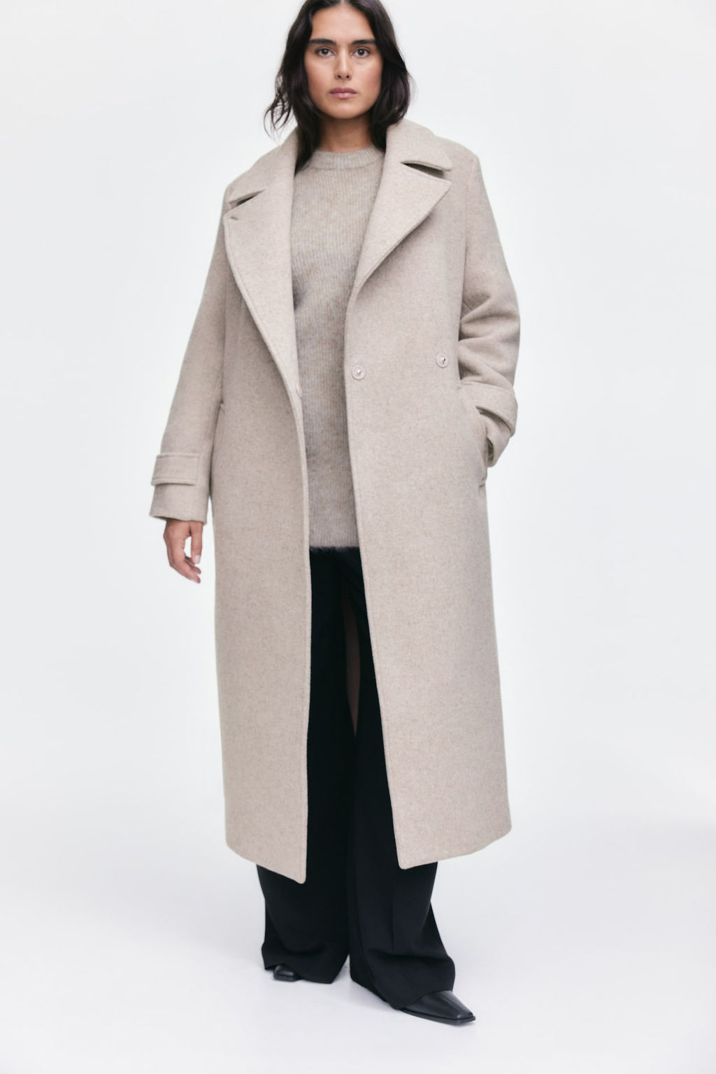 Abrigo en mezcla de lana con cinturon de anudar - H&m фото 2