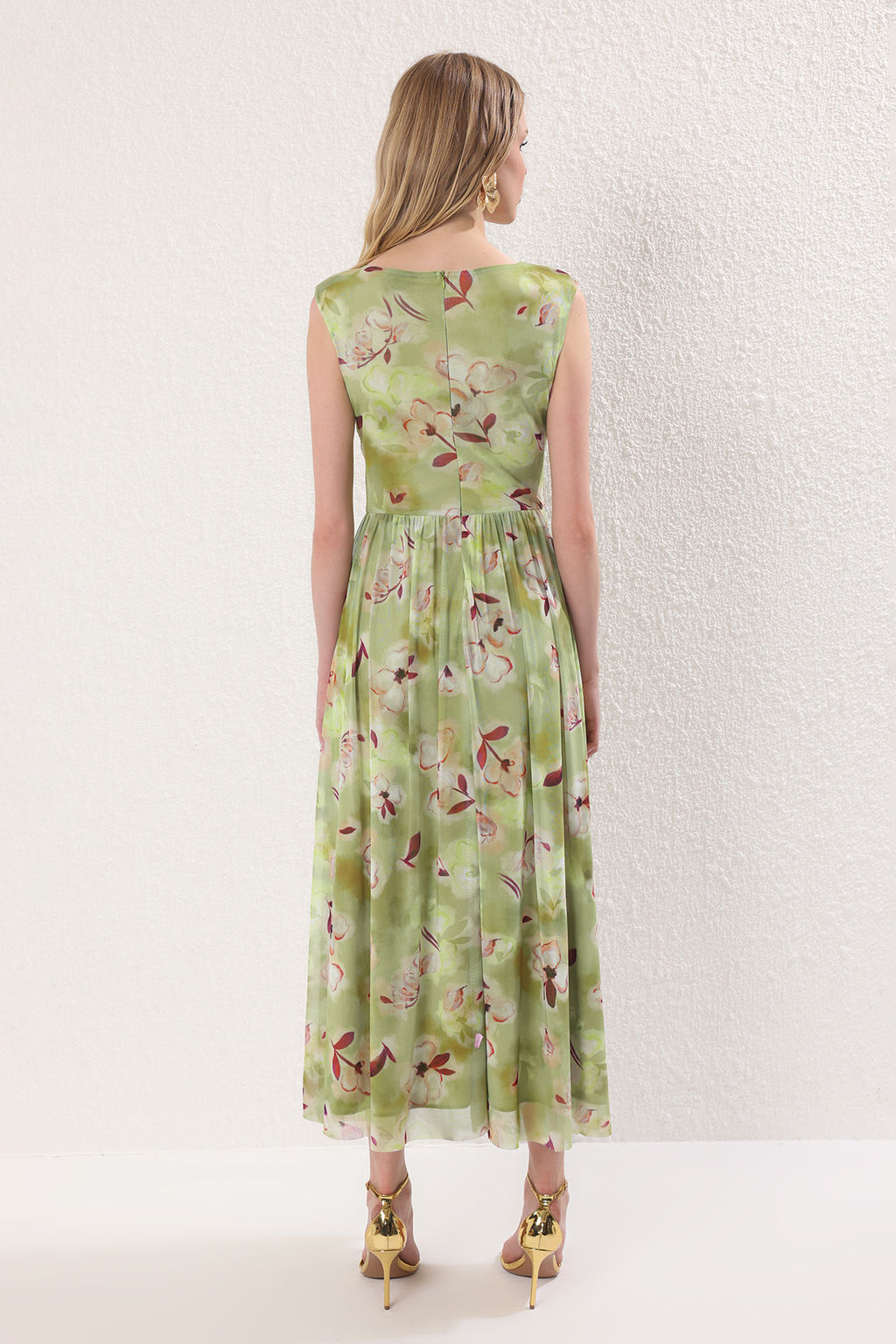 TRENDYOLMILLA Kahverengi Pencere/Cut Out Detayl? Orme Tul Elbise TPRSS24EL00022 фото 16