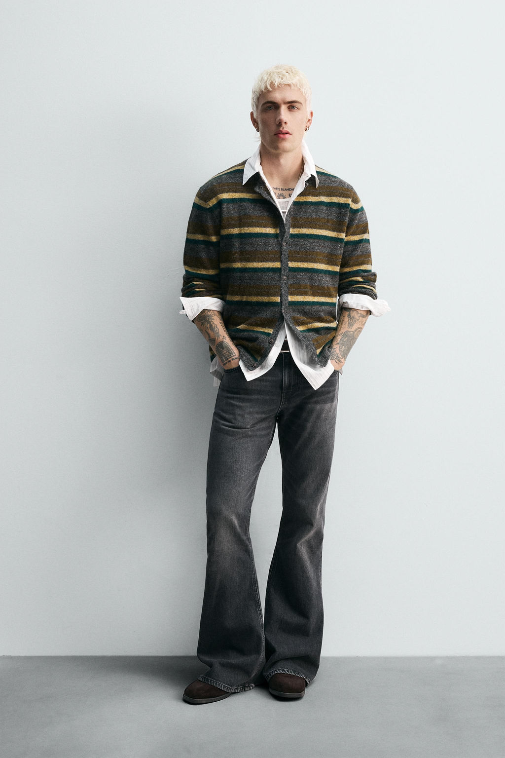 STRIPED JACQUARD CARDIGAN