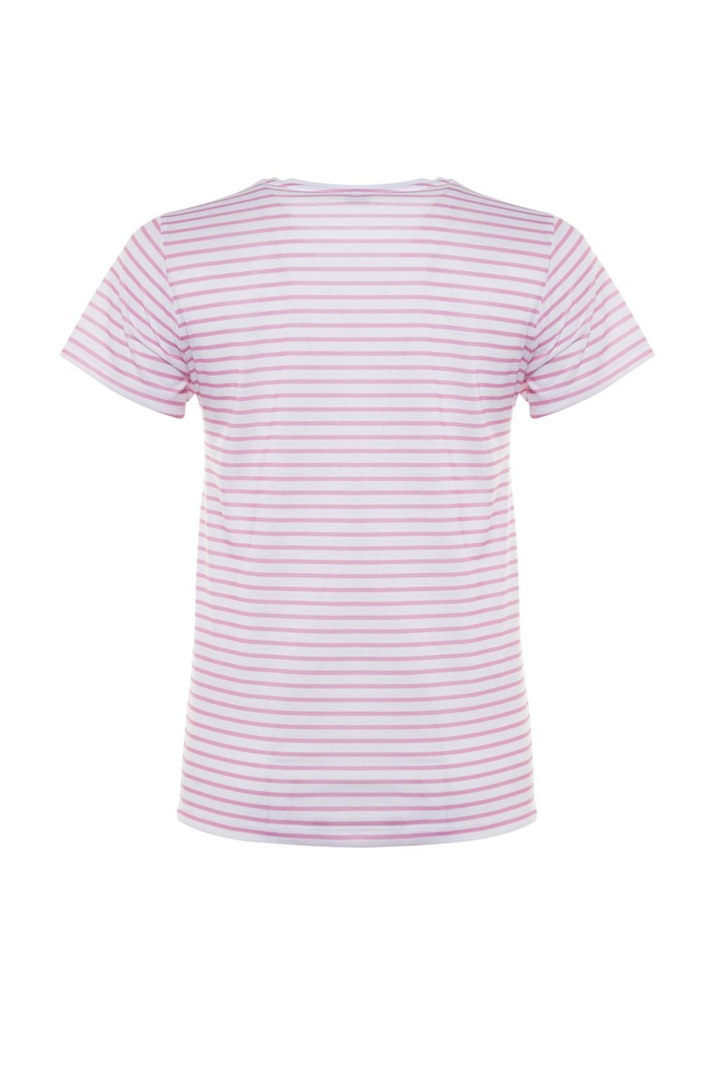 TRENDYOLMILLA Kahverengi-Bej-Haki Cizgili 3lu Paket Basic Bisiklet Yaka Orme T-Shirt TWOSS20TS0146 фото 24